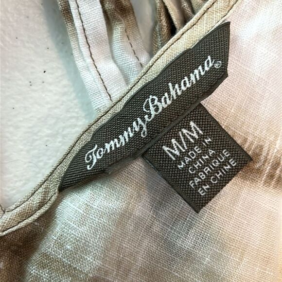 Tommy Bahama brown and white tie-dye 100% linen top size medium - Picture 4 of 7